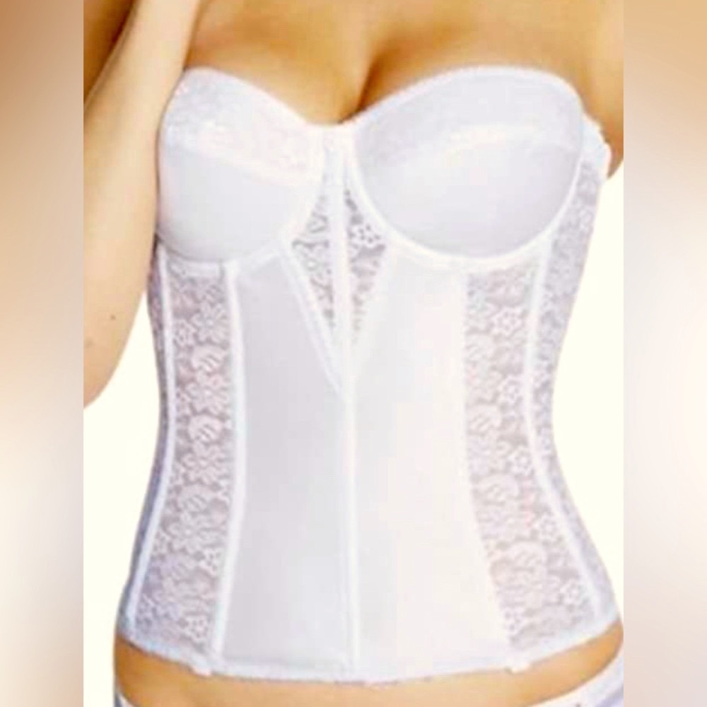 Dominique Satin and Lace Torsolette Bridal Bustier